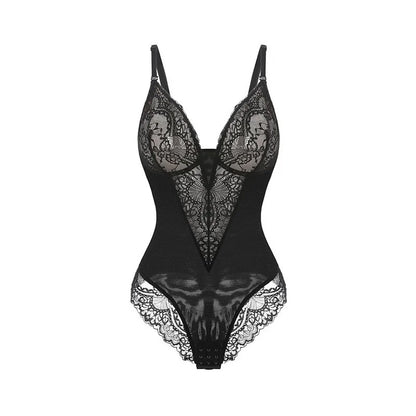 Stilfuld Bodysuit™– Dyb V-hals med Blonder og Stringdesign